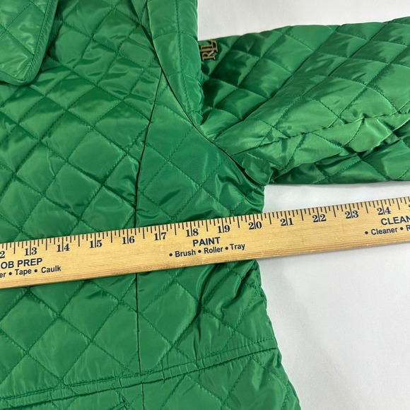 Lauren Ralph Lauren Women's Large Green Quilted Jacket Gold Snap Button Coat - Picture 4 of 10